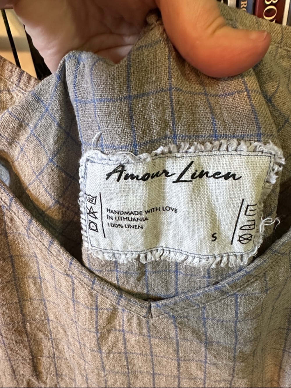 Light Blue Checked Spaghetti-Strap Dress - Picture 3 of 7